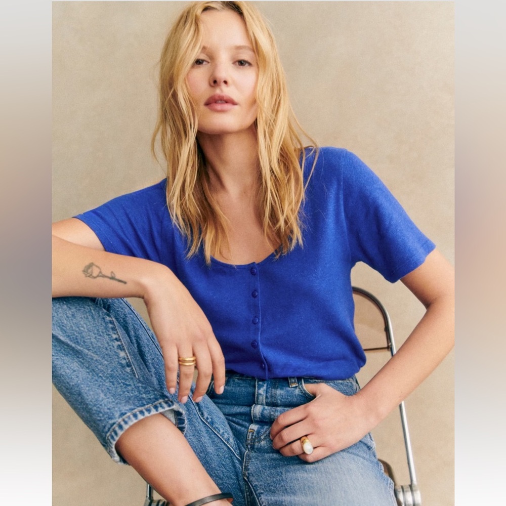 Sezane Milo T-shirt Royal Blue - Size XS